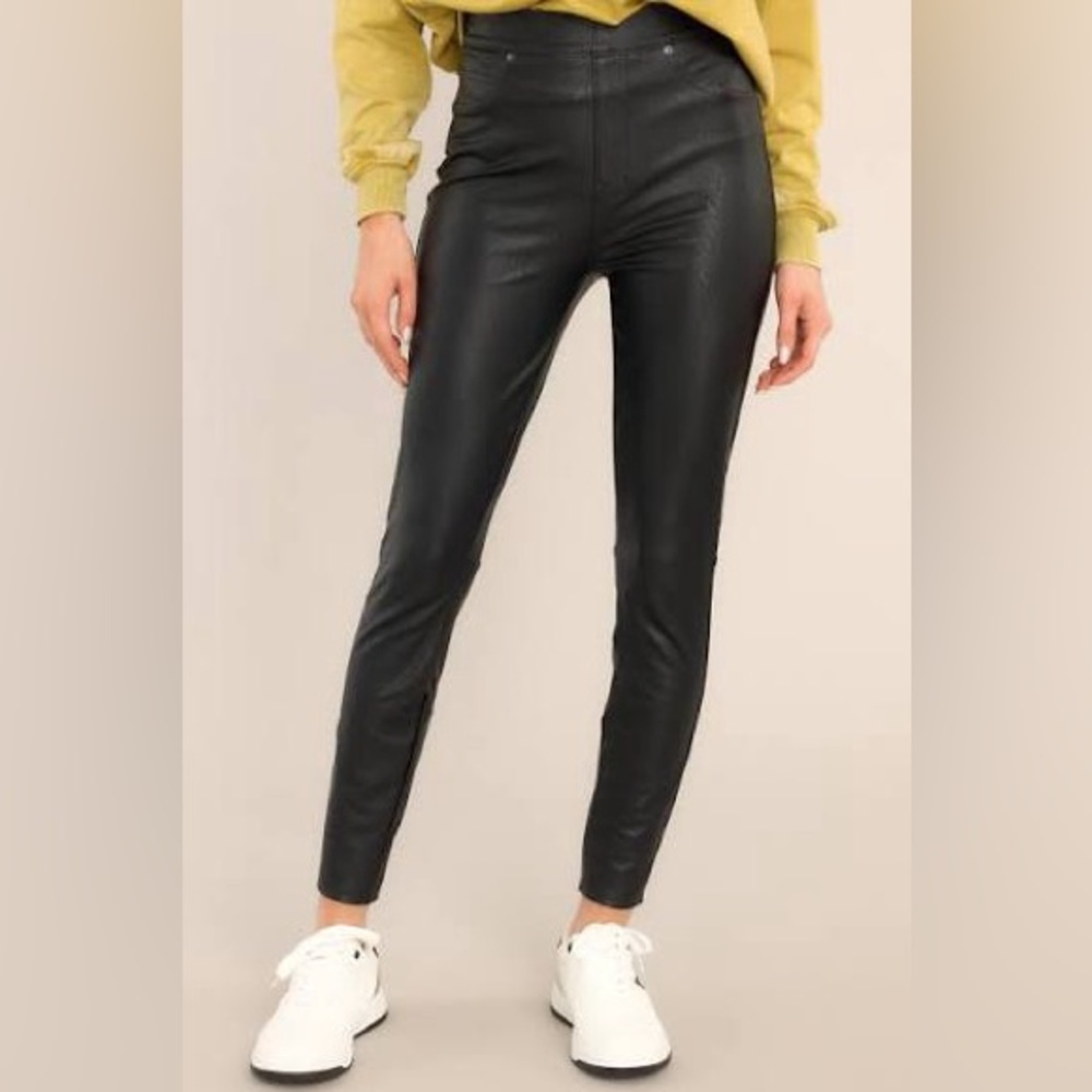 Spanx Black High-Waisted Leather Leggings